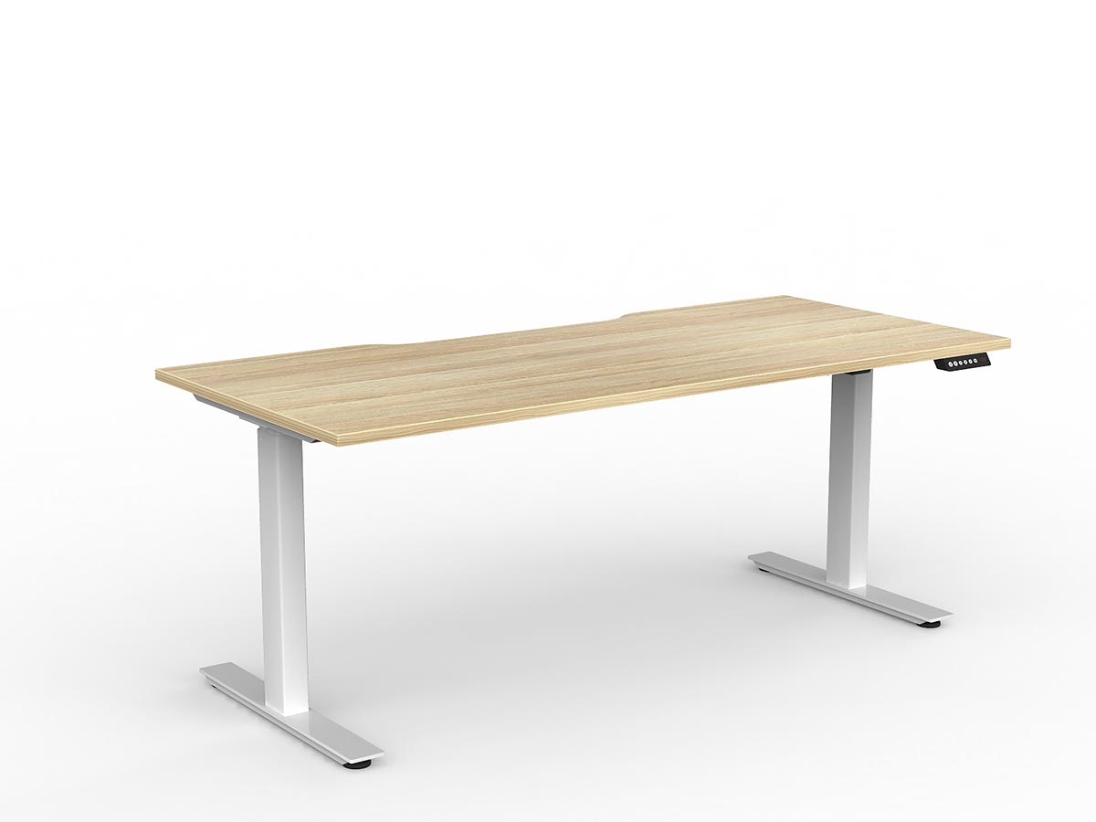 OL Agile Electric Height Adjustable Desk in Oak Top White Base