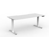 OL Agile Electric Height Adjustable Straight Desk in White top with White Base