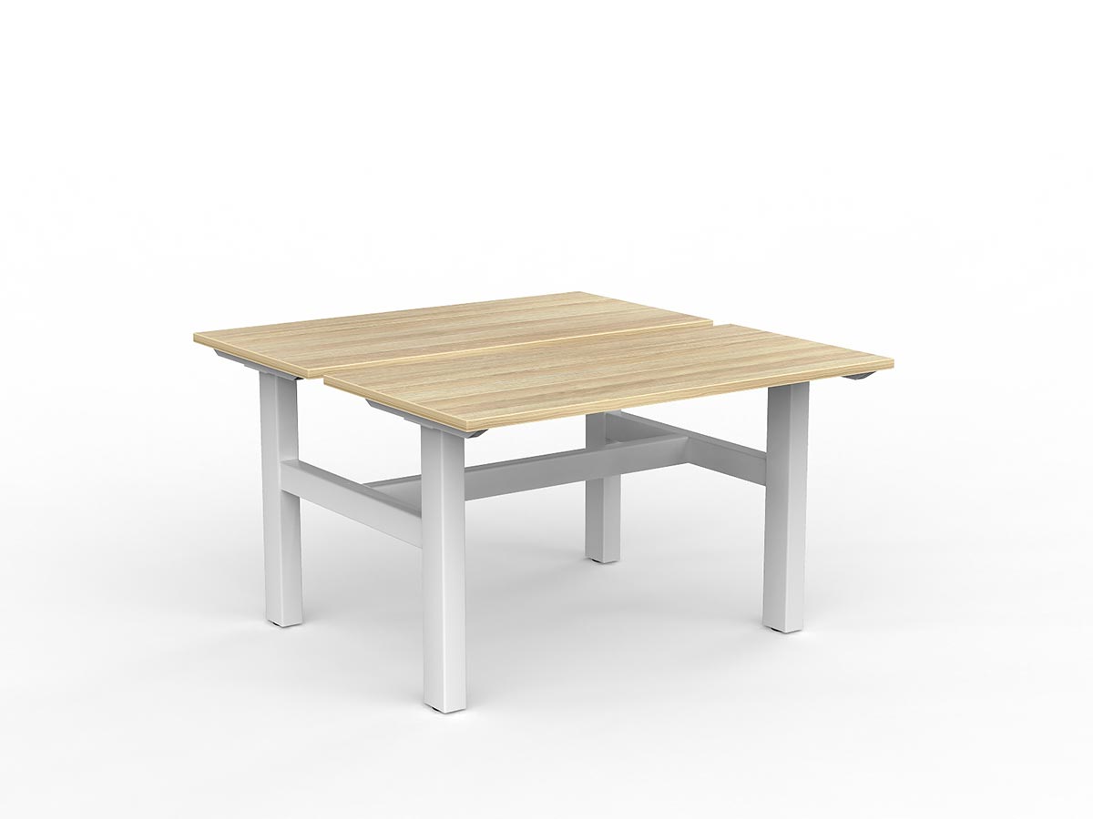 OL Agile Fixed Height Shared Desk – Oak Top with White Frame