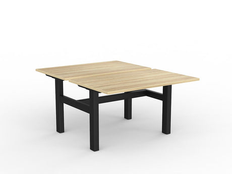 OL Agile Fixed Height Shared Desk – Oak Top with Black Frame