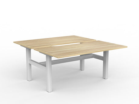 OL Agile Fixed Height Shared Desk – Oak Top with White Frame