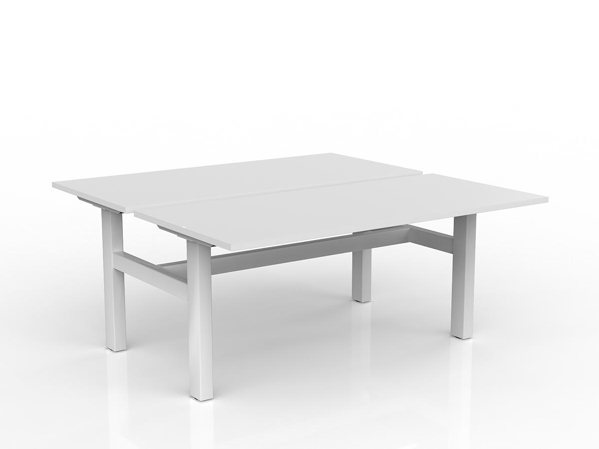 OL Agile Fixed Height Shared Desk – White Top with White Frame