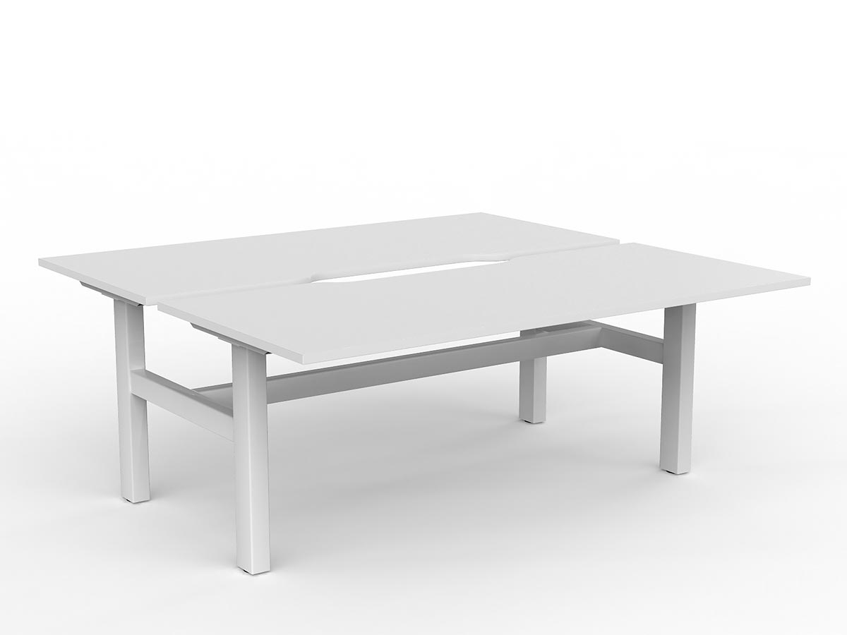 OL Agile Fixed Height Shared Desk – White Top with White Frame