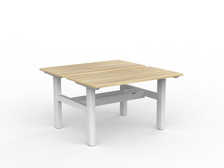 OL Agile Fixed Height Shared Desk – Oak Top with White Frame