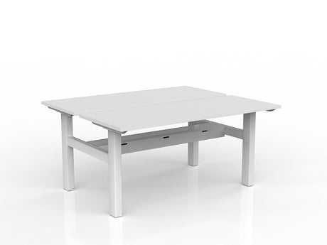 OL Agile Fixed Height Shared Desk – White Top with White Frame