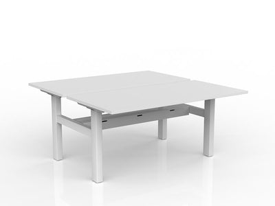 OL Agile Fixed Height 2 User Shared Desk – White Top with White Frame