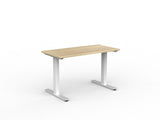 OL Agile Fixed Height Desk – Oak Top with white Frame