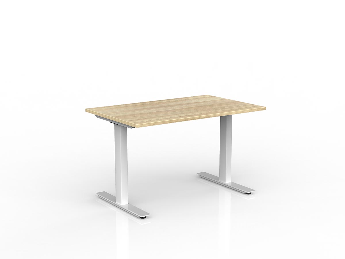 OL Agile Fixed Height Desk – Oak Top with white Frame