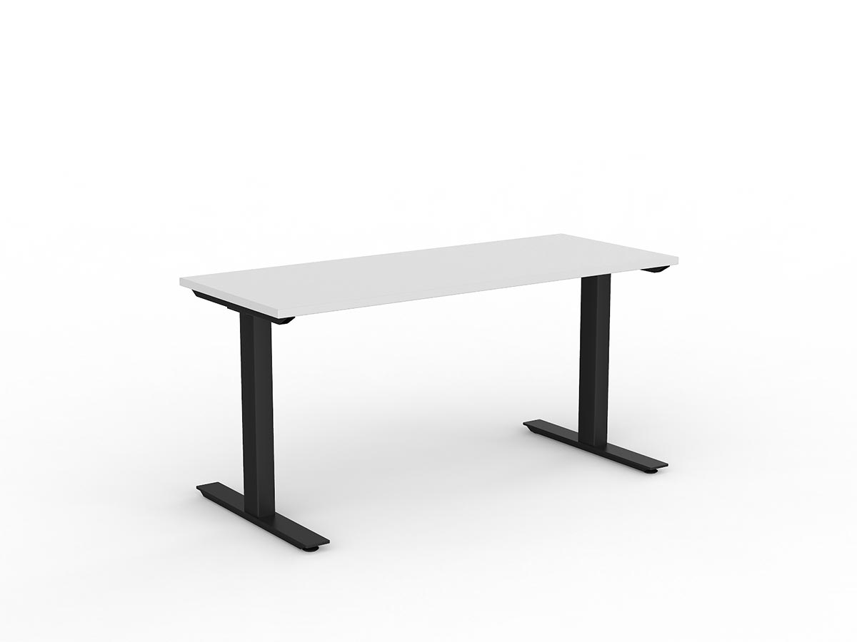 OL Agile Fixed Height Desk – White Top with Black Frame