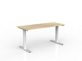 OL Agile Fixed Height Desk – Oak Top with white Frame