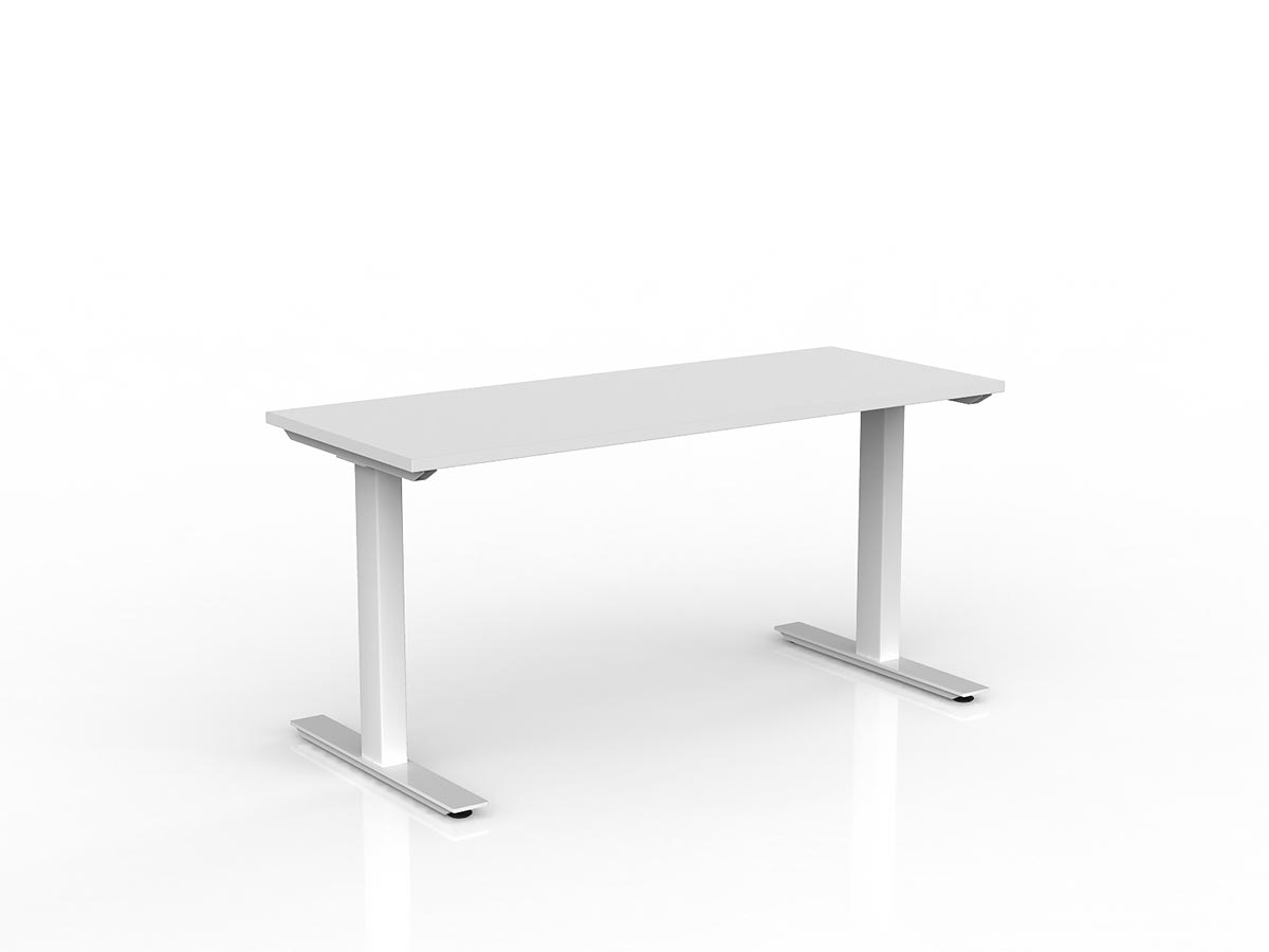 OL Agile Fixed Height Desk – White Top with White Frame