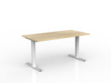 OL Agile Fixed Height Desk – Oak Top with white Frame