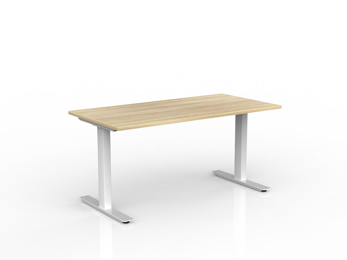 OL Agile Fixed Height Desk – Oak Top with white Frame