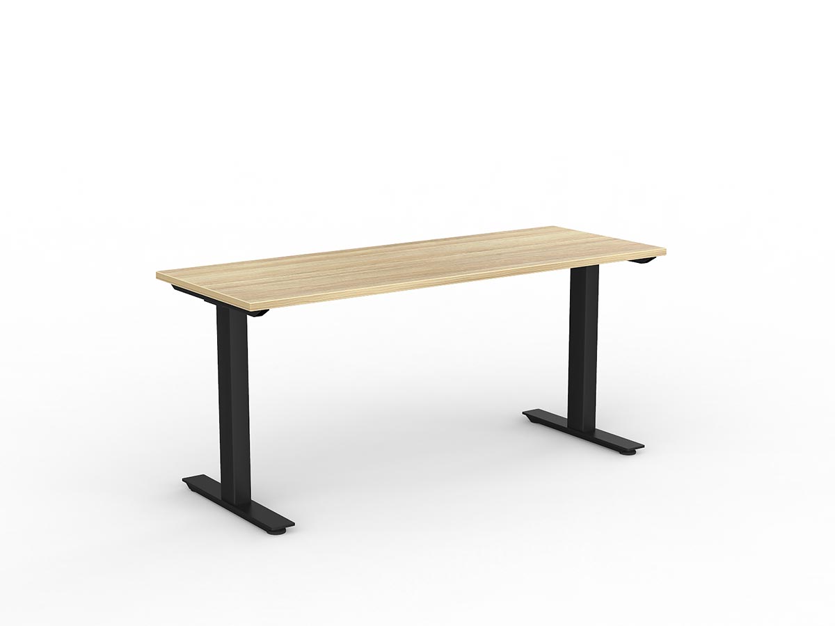 OL Agile Fixed Height Desk – Oak Top with Black Frame