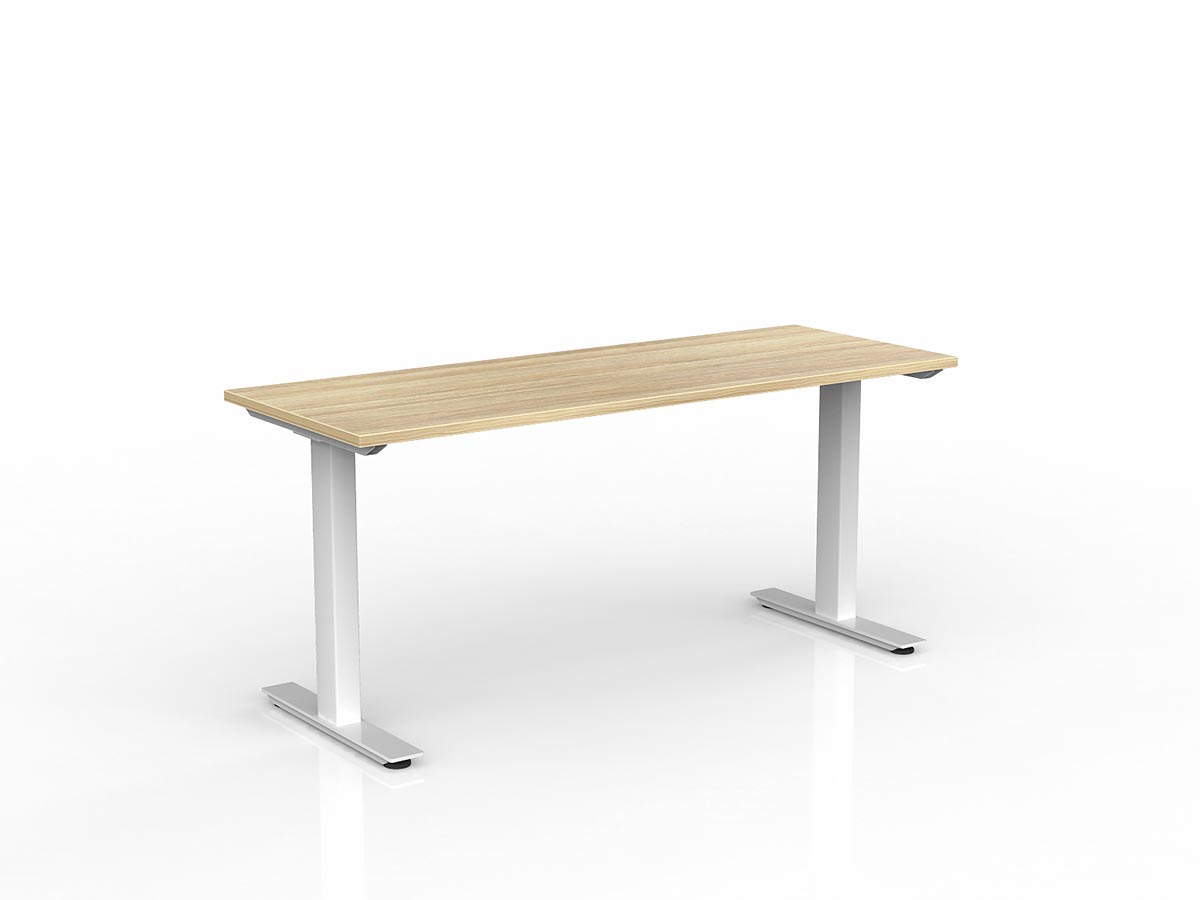 OL Agile Fixed Height Desk – Oak Top with white Frame