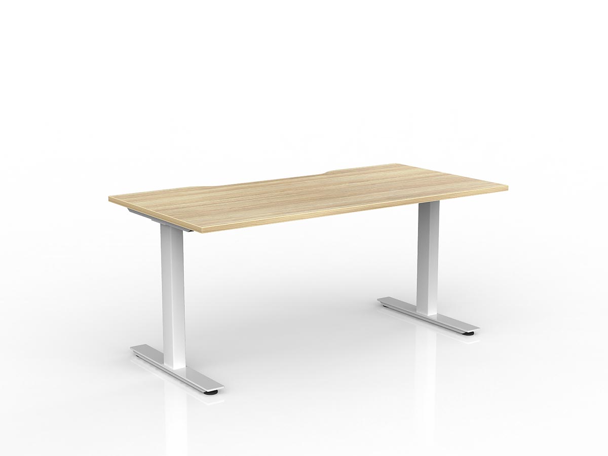 OL Agile Fixed Height Desk – Oak Top with white Frame