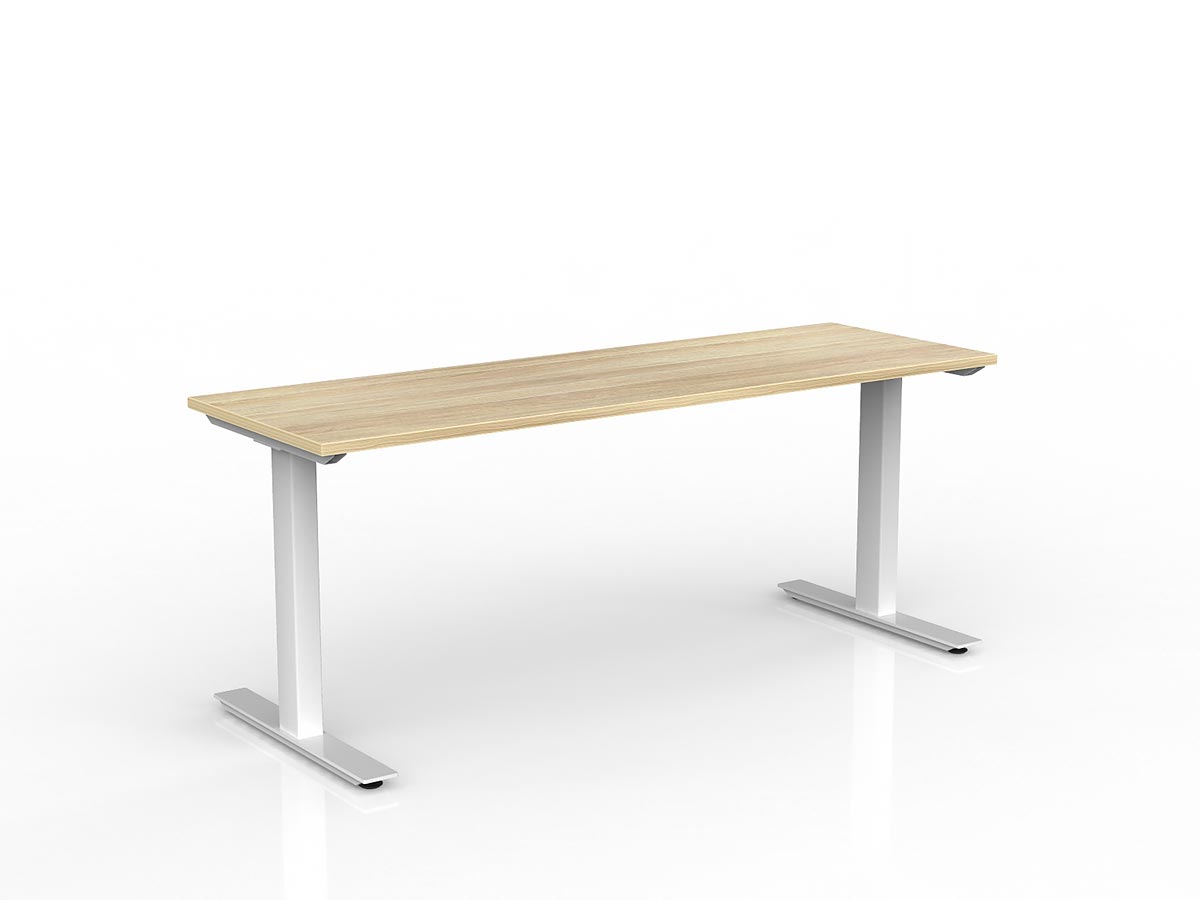 OL Agile Fixed Height Desk – Oak Top with white Frame