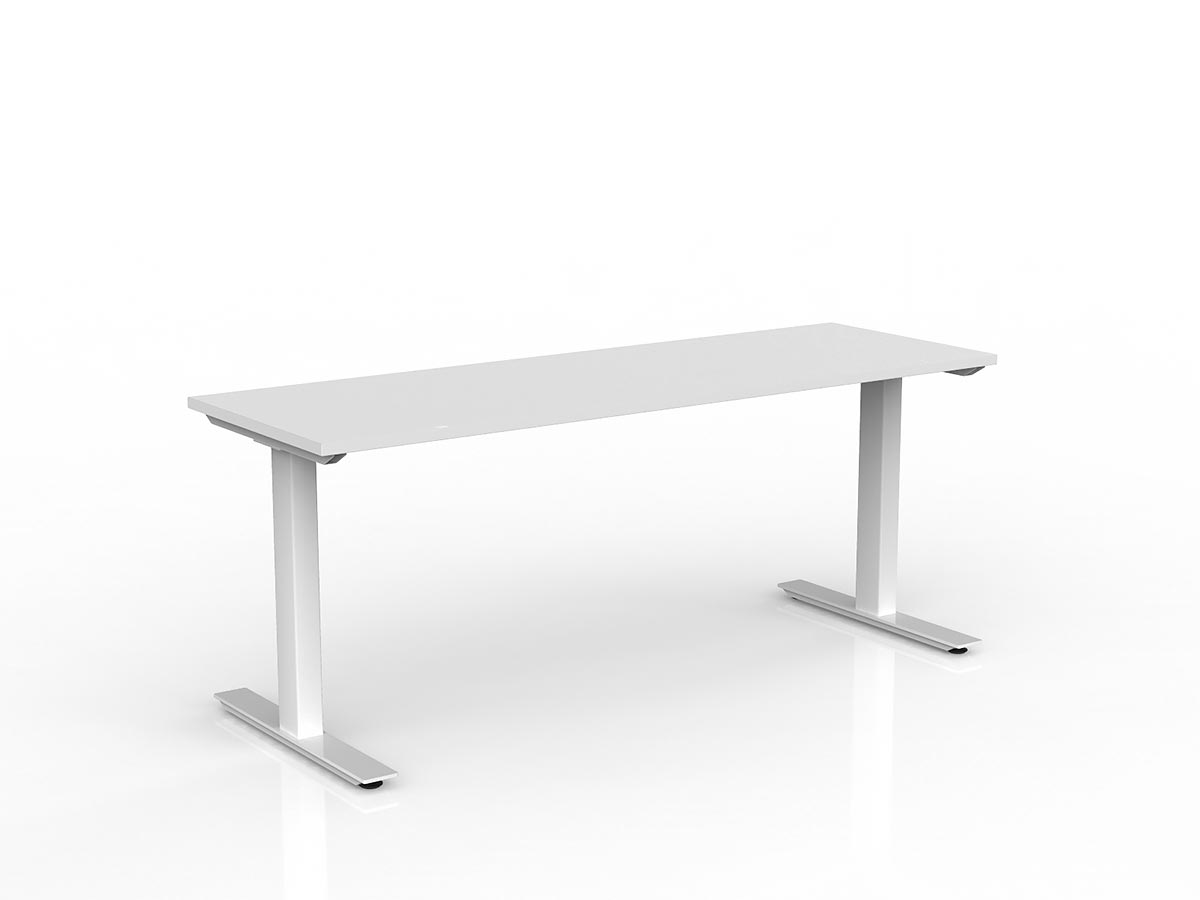 OL Agile Fixed Height Desk – White Top with White Frame