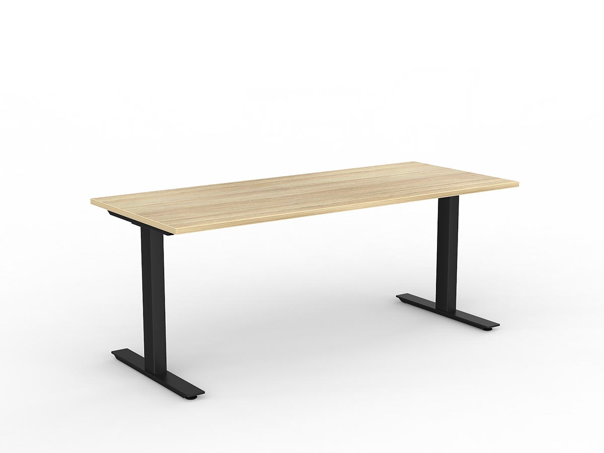 OL Agile Fixed Height Desk – Oak Top with Black Frame