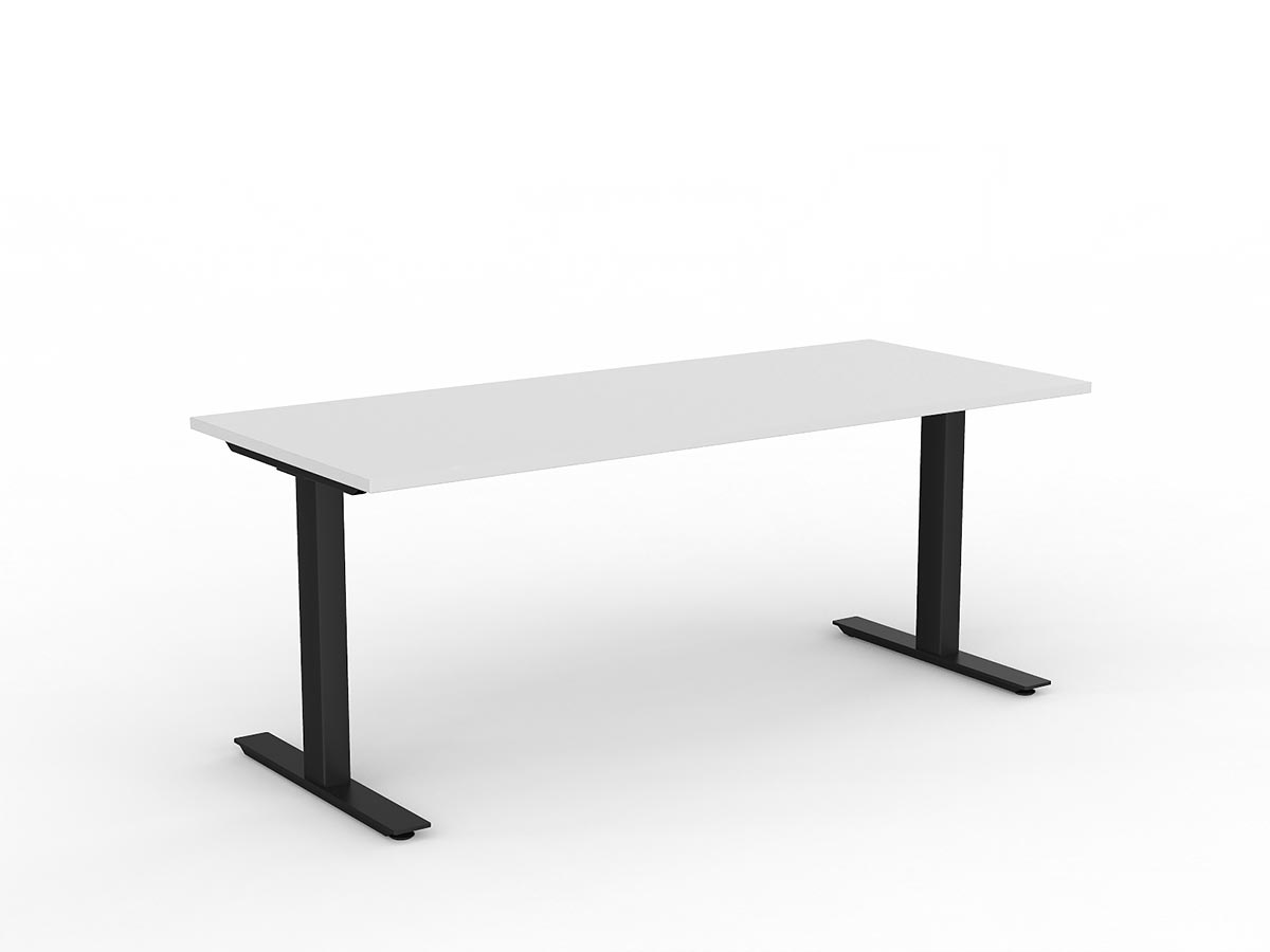 OL Agile Fixed Height Desk – White Top with Black Frame