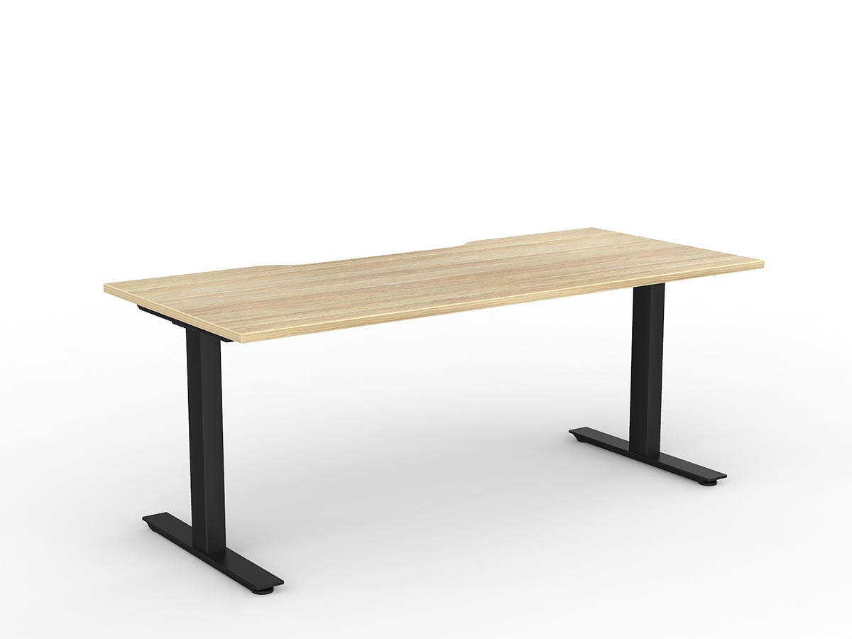 OL Agile Fixed Height Desk – Oak Top with Black Frame