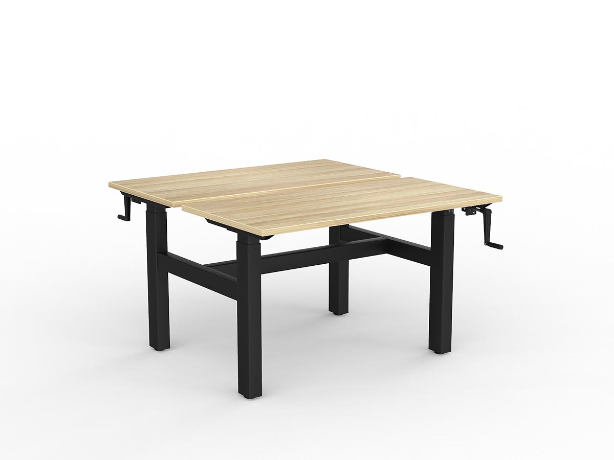 OL Agile Winder Height Adjustable Shared Desk – Oak Top with Black Frame