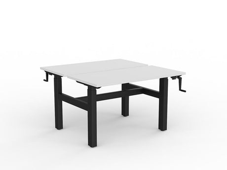 OL Agile Winder Height Adjustable Shared Desk – White Top with Black Frame