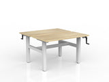 OL Agile Winder Height Adjustable Shared Desk – Oak Top with White Frame
