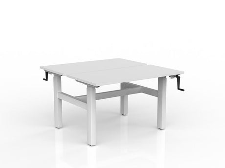 OL Agile Winder Height Adjustable Shared Desk – White Top with White Frame