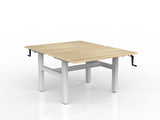 OL Agile Winder Height Adjustable Shared Desk – Oak Top with White Frame