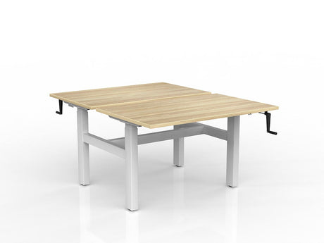 OL Agile Winder Height Adjustable Shared Desk – Oak Top with White Frame