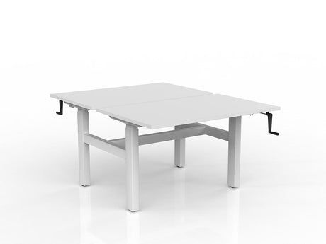OL Agile Winder Height Adjustable Shared Desk – White Top with White Frame