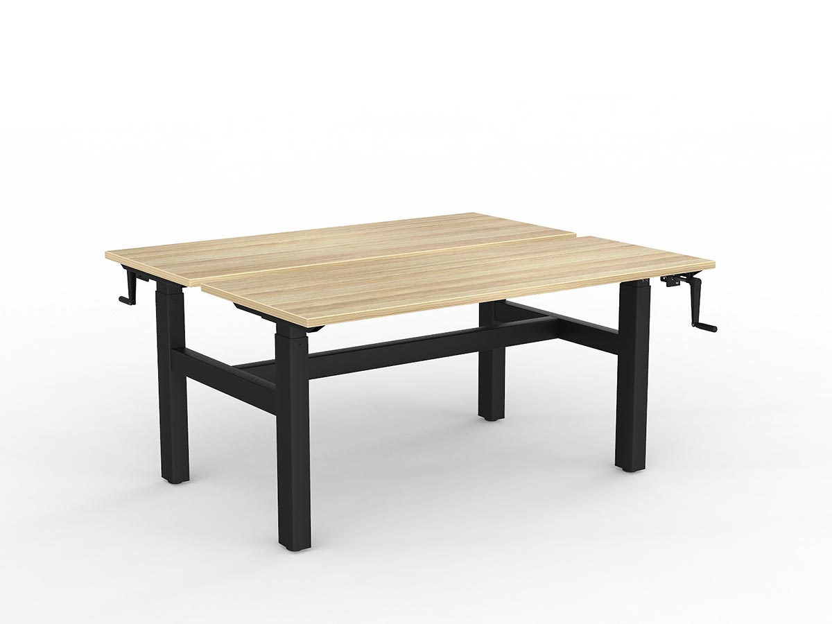 OL Agile Winder Height Adjustable Shared Desk – Oak Top with Black Frame