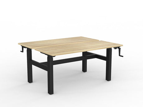 OL Agile Winder Height Adjustable Shared Desk – Oak Top with Black Frame