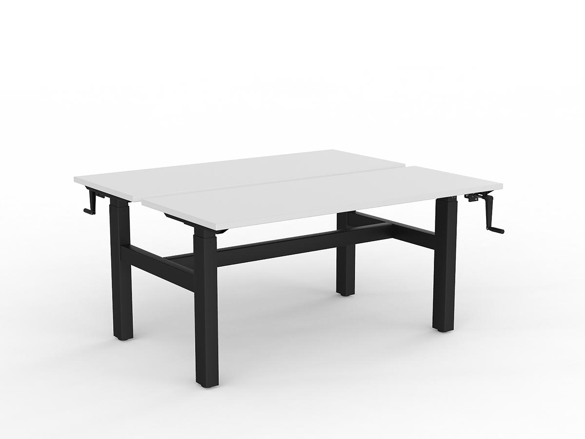 OL Agile Winder Height Adjustable Shared Desk – White Top with Black Frame