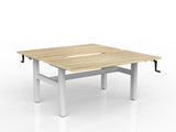OL Agile Winder Height Adjustable Shared Desk – Oak Top with White Frame