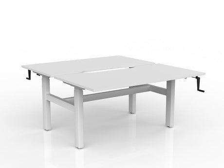 OL Agile Winder Height Adjustable Shared Desk – White Top with White Frame