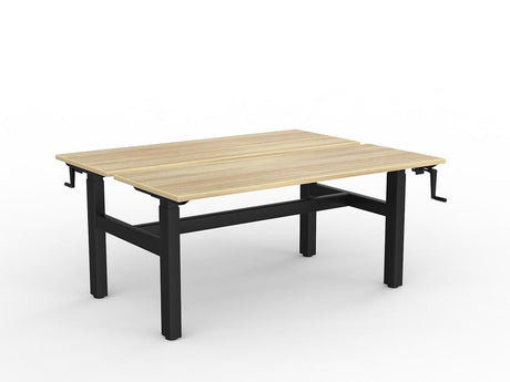 OL Agile Winder Height Adjustable Shared Desk – Oak Top with Black Frame
