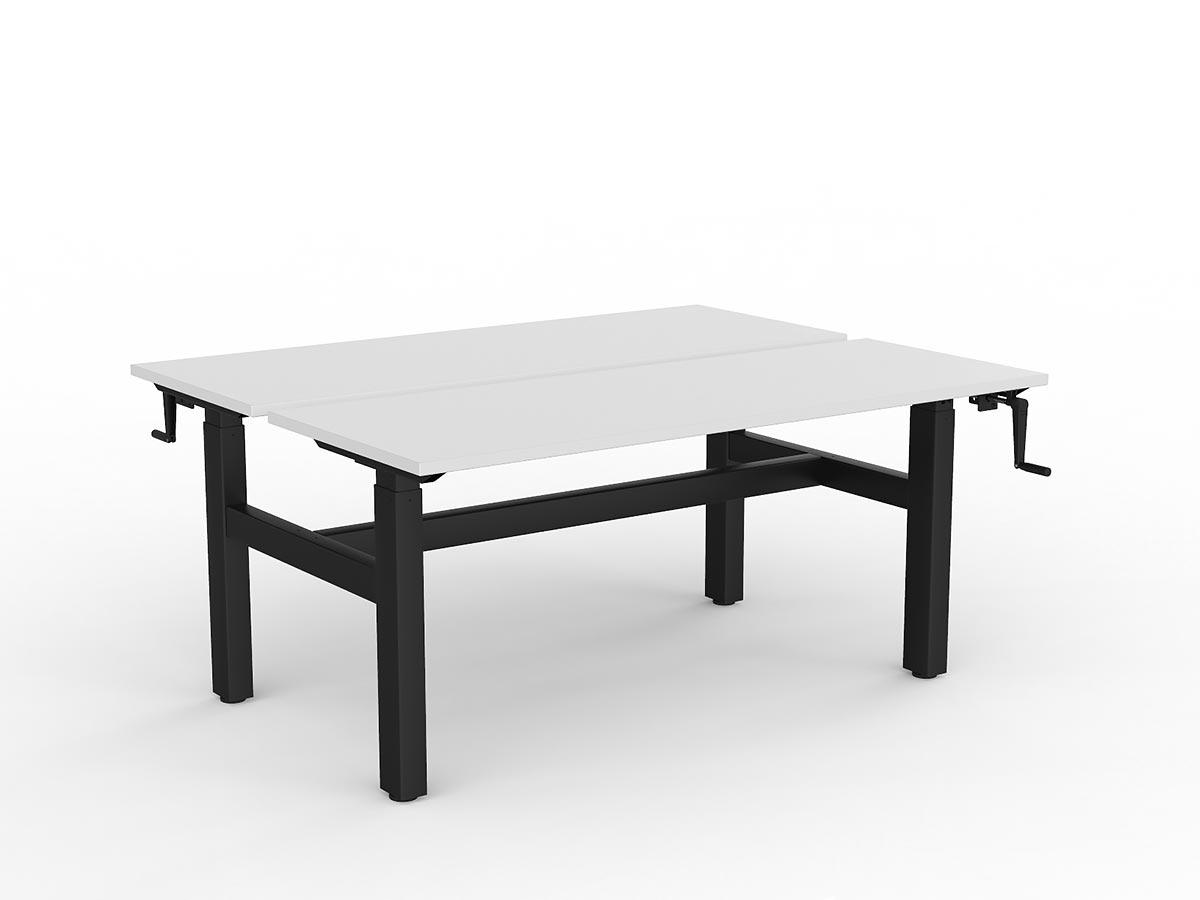 OL Agile Winder Height Adjustable Shared Desk – White Top with Black Frame