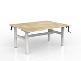 OL Agile Winder Height Adjustable Shared Desk – Oak Top with White Frame