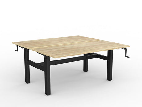 OL Agile Winder Height Adjustable Shared Desk – Oak Top with Black Frame