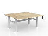 OL Agile Winder Height Adjustable Shared Desk – Oak Top with White Frame