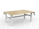 OL Agile Winder Height Adjustable Shared Desk – Oak Top with White Frame