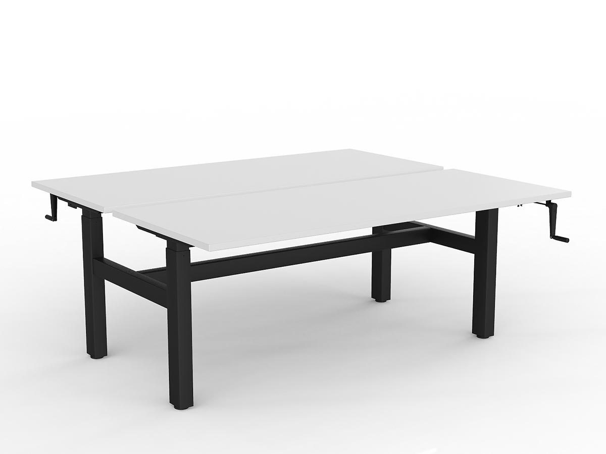 OL Agile Winder Height Adjustable Shared Desk – White Top with Black Frame