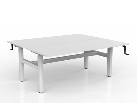 OL Agile Winder Height Adjustable Shared Desk – White Top with White Frame