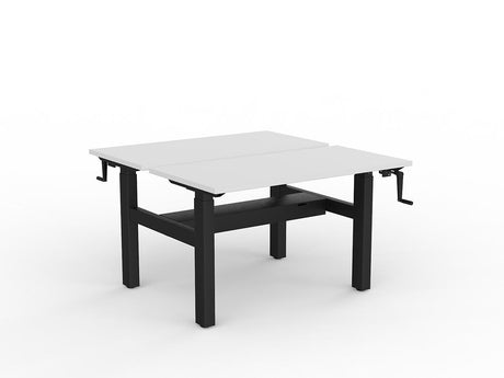 OL Agile Winder Height Adjustable Shared Desk – White Top with Black Frame
