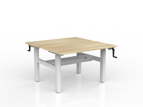 OL Agile Winder Height Adjustable Shared Desk – Oak Top with White Frame