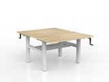 OL Agile Winder Height Adjustable Shared Desk – Oak Top with White Frame