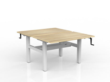 OL Agile Winder Height Adjustable Shared Desk – Oak Top with White Frame