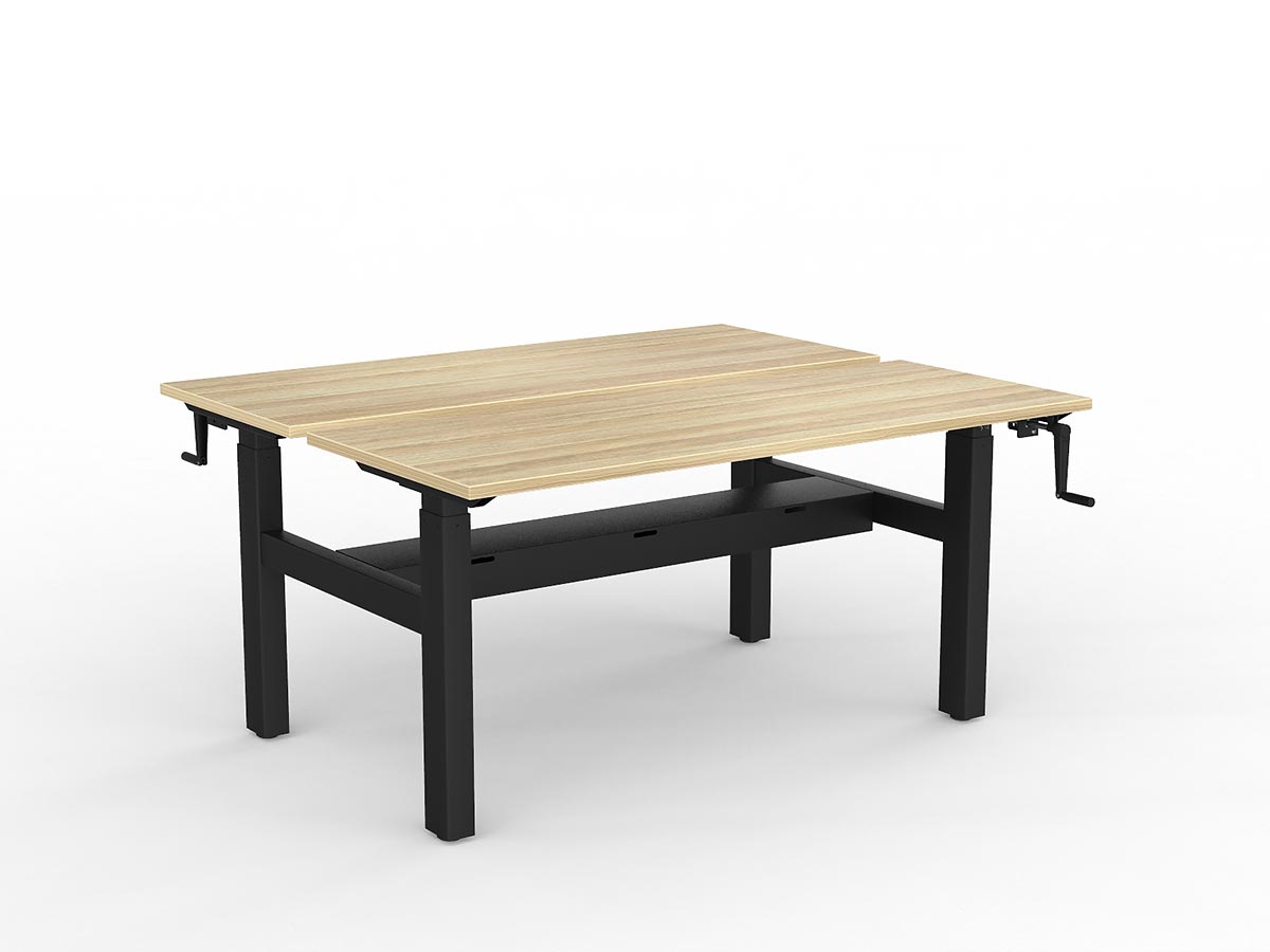 OL Agile Winder Height Adjustable Shared Desk – Oak Top with Black Frame